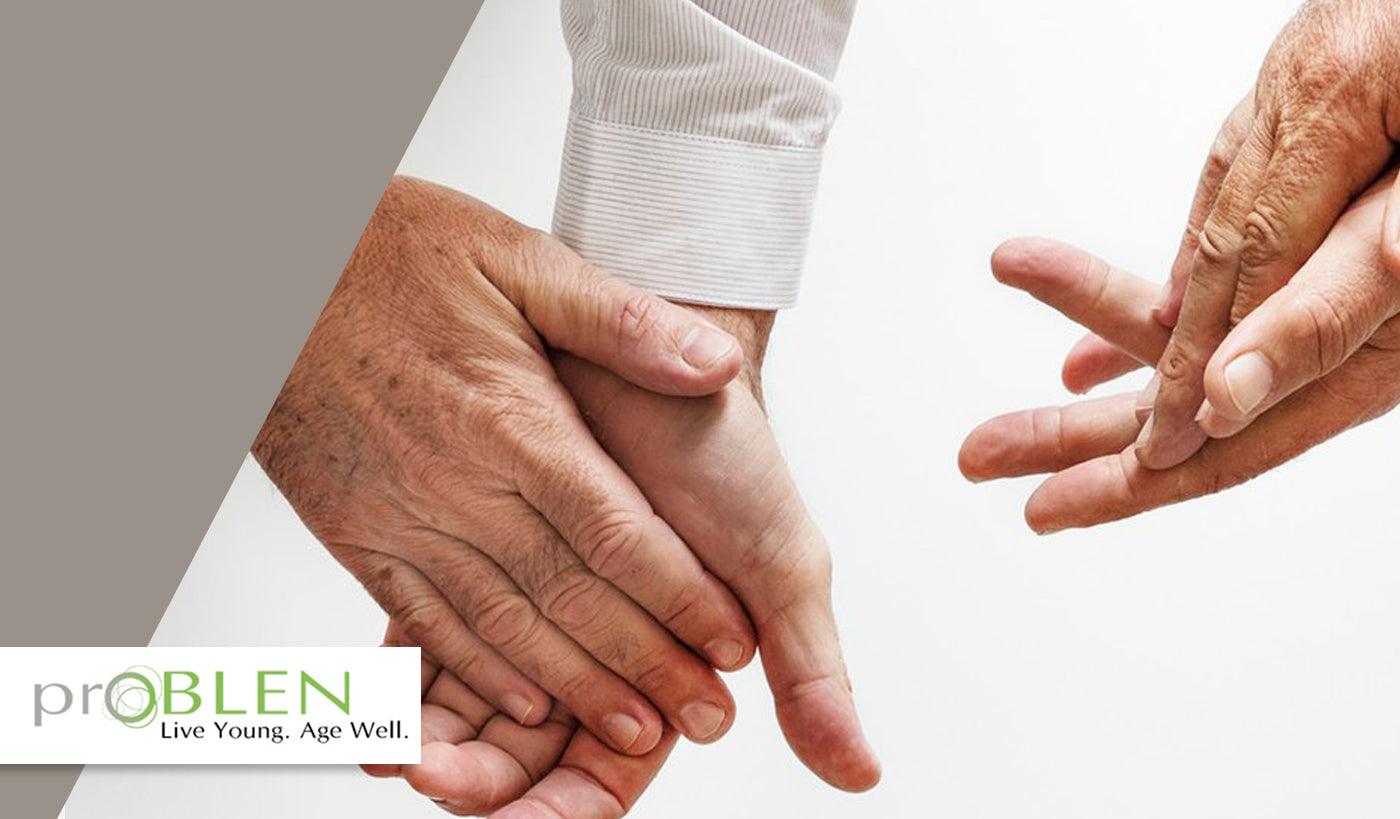 Article cover for 'Collagen: Turning Back the Clock' with hands folded within each other. - proBLENopathy