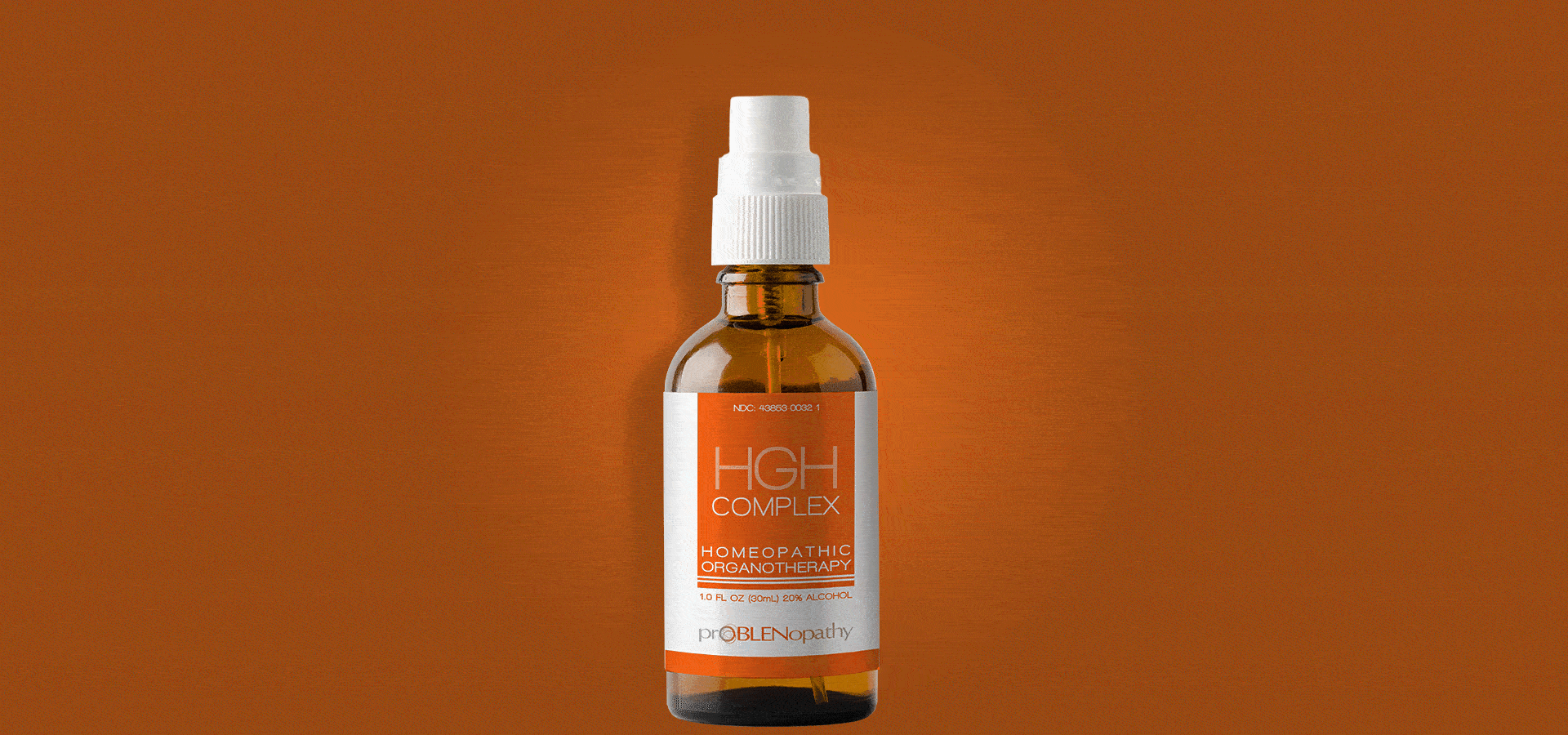 HGH Complex spray bottle spraying out liquid.