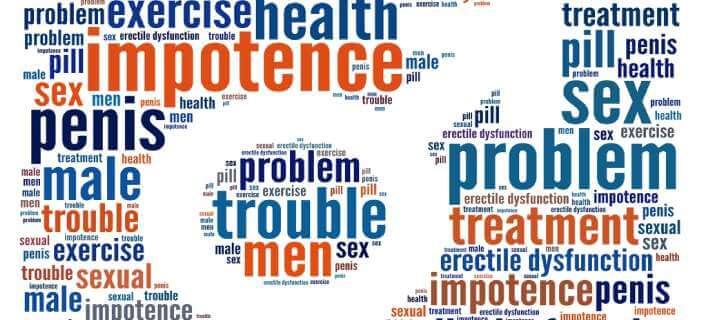 Article cover for 'Natural Relief from Erectile Dysfunction' with words such as treatment, problem, and sex all around the genetic sign for male. - proBLENopathy