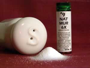 Article cover for 'The ABCs of ProBLEN: Letter N for Natrum Muriaticum' with a salt shaker tipped over and a small bottle of Nat Mur.