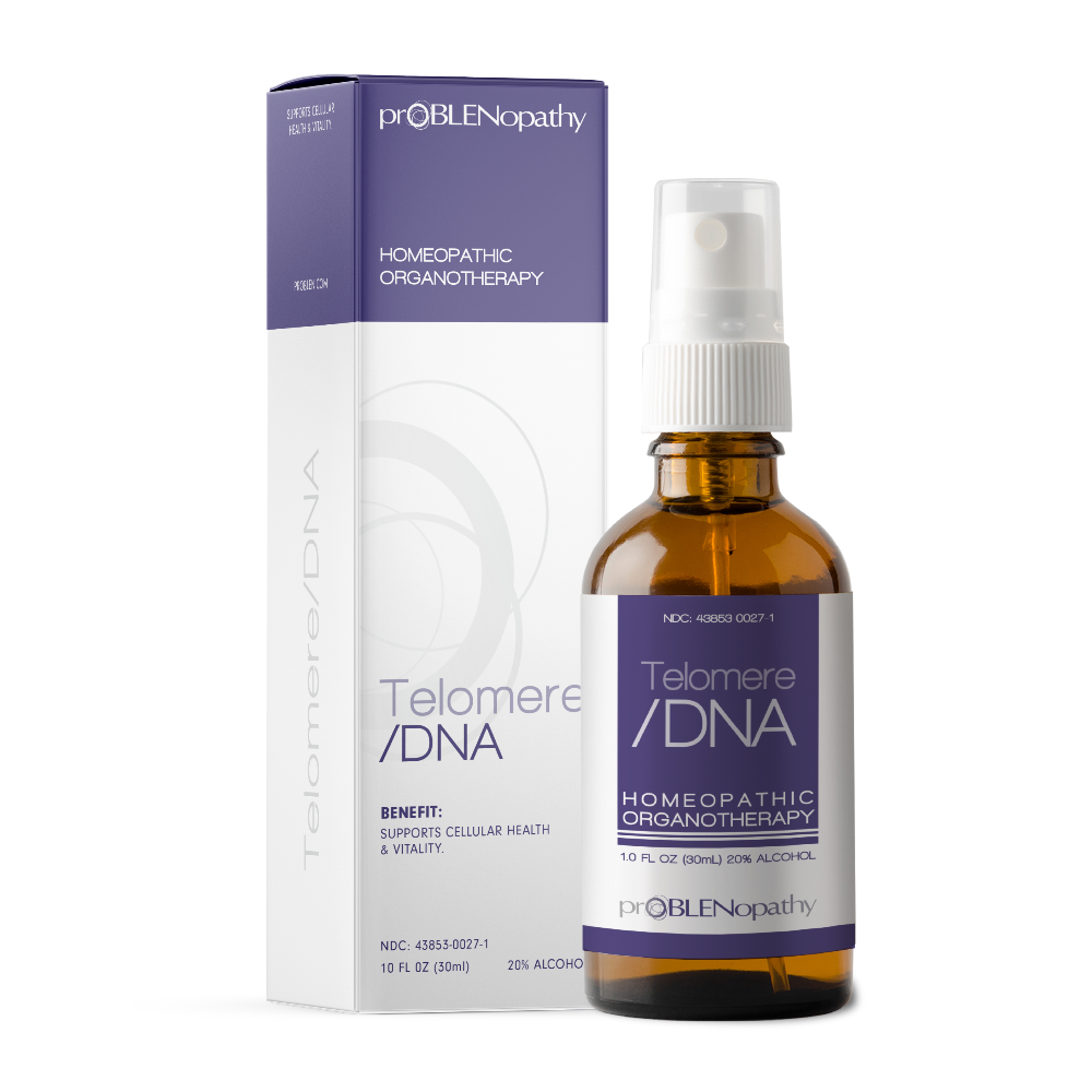 Bottle of proBLENopathy Telomere/DNA on a white background.